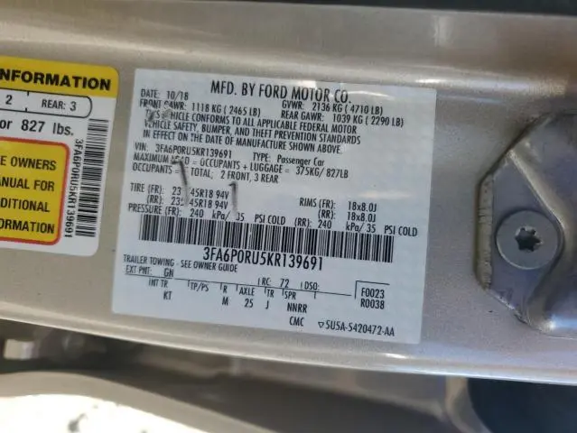 2019 FORD FUSION TITANIUM  