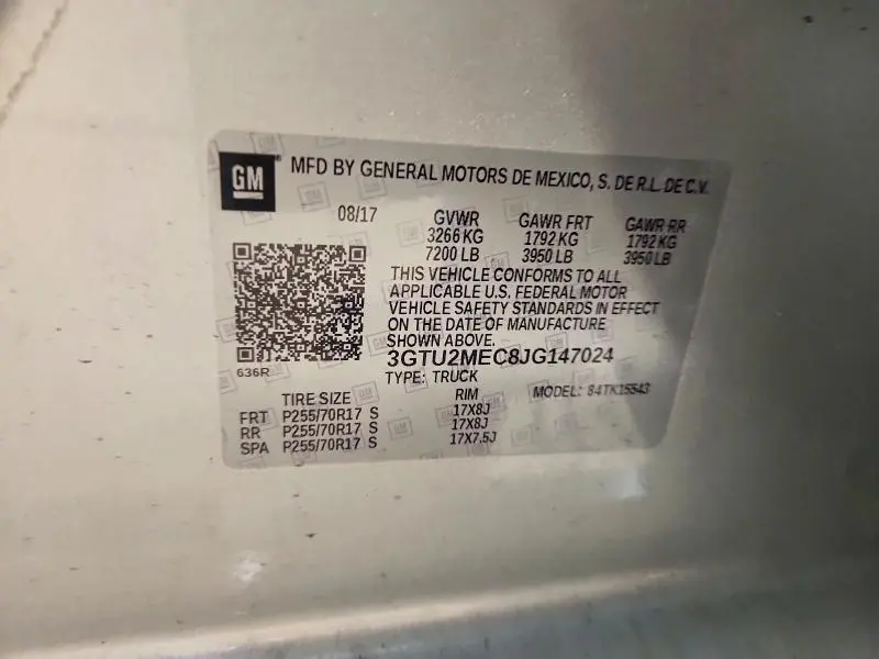 2018 GMC SIERRA K1500 SLE  