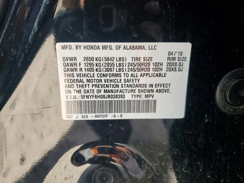 2018 HONDA PILOT ELITE  