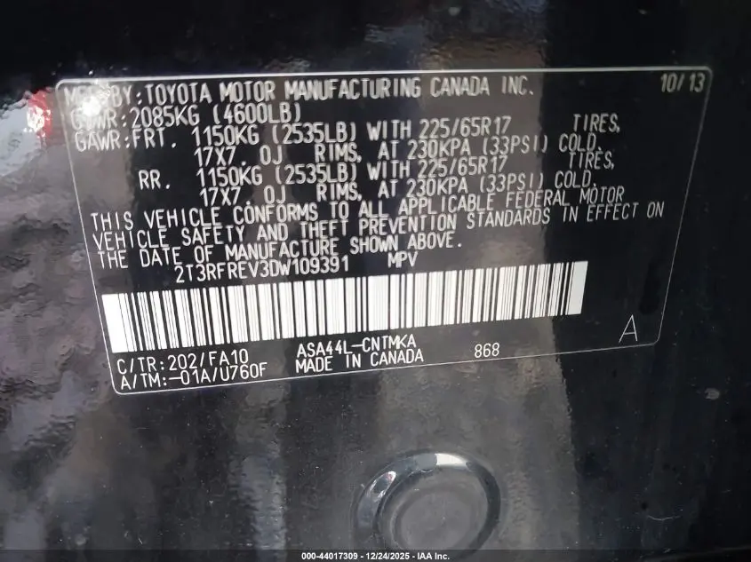 2013 TOYOTA RAV4 XLE