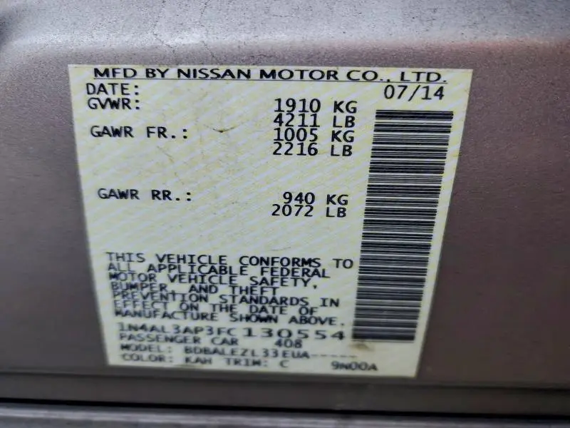 2015 NISSAN ALTIMA 2.5  