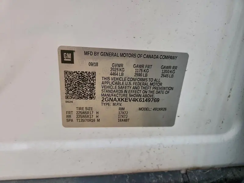 2019 CHEVROLET EQUINOX LT  