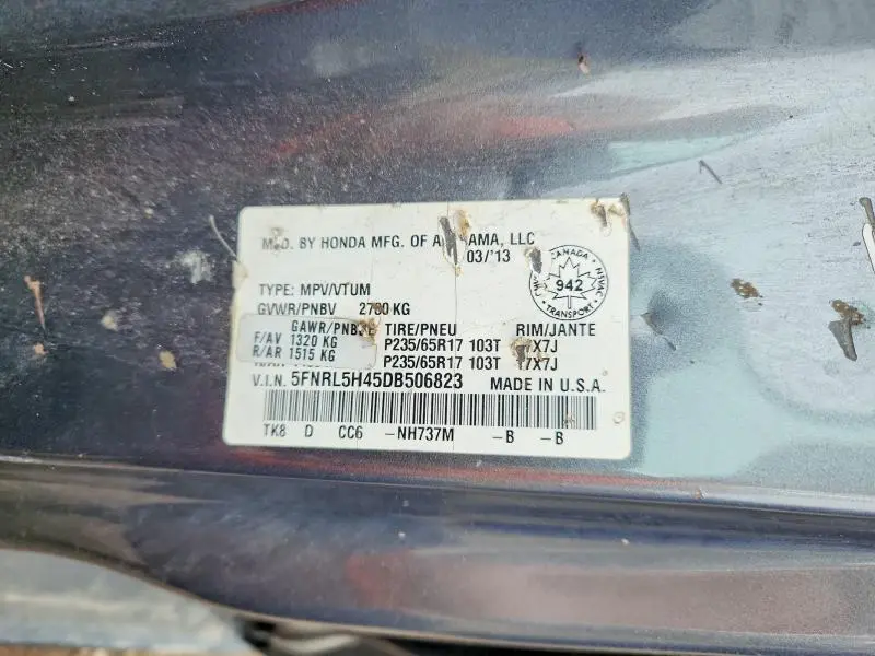 2013 HONDA ODYSSEY EX  