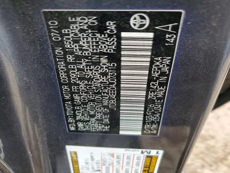 2010 TOYOTA COROLLA