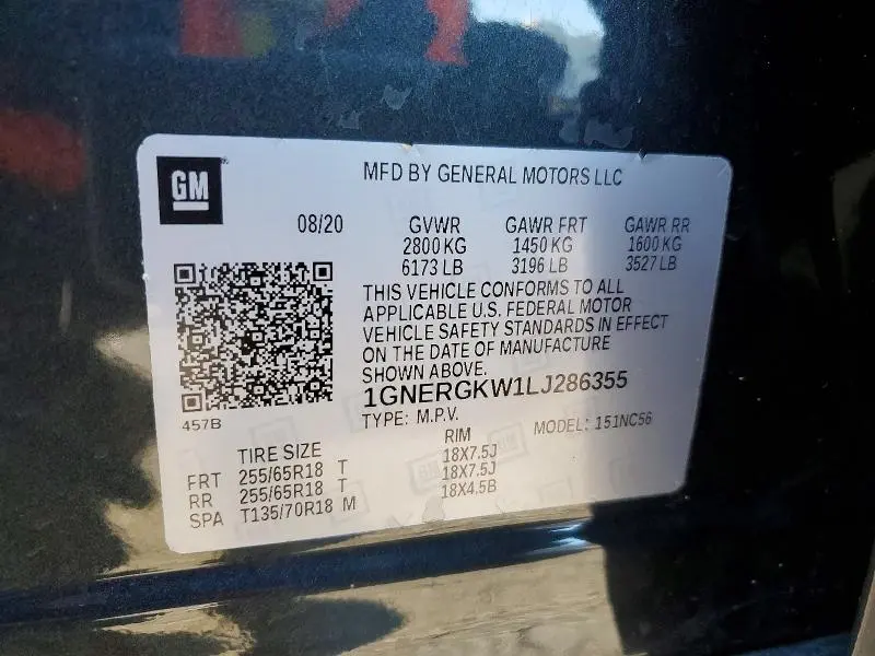 2020 CHEVROLET TRAVERSE LT  