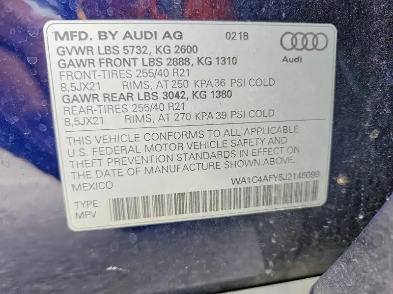 2018 AUDI SQ5 PRESTIGE  