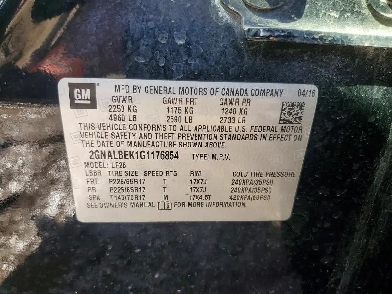 2016 CHEVROLET EQUINOX LS  