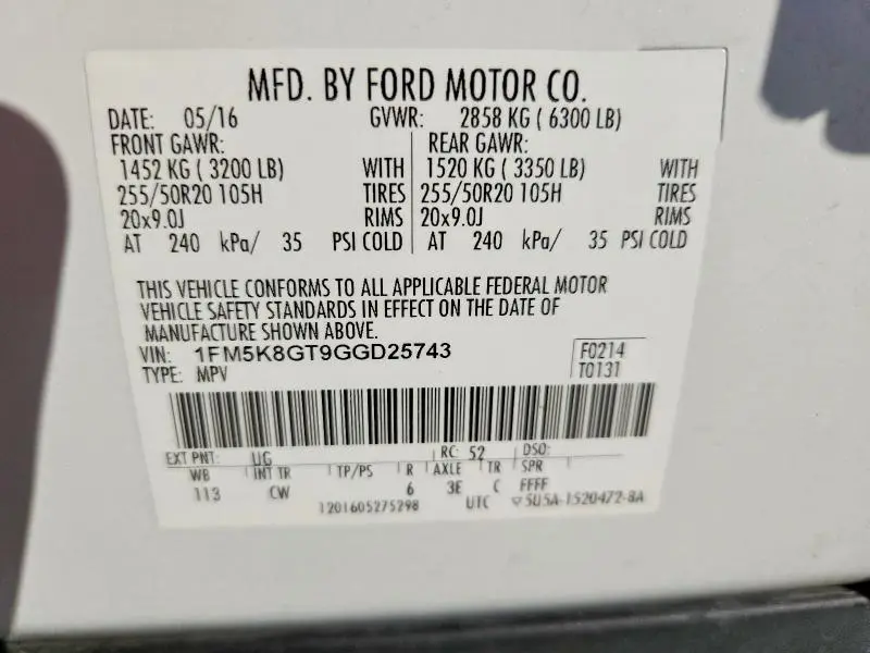 2016 FORD EXPLORER SPORT  