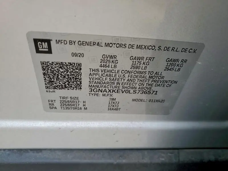 2020 CHEVROLET EQUINOX LT  