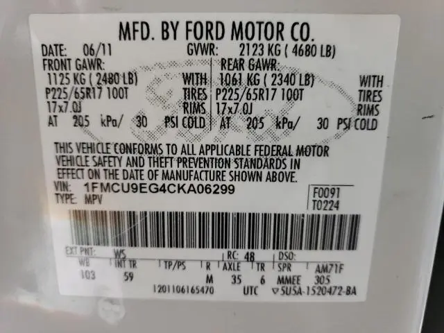 2012 FORD ESCAPE LIMITED  