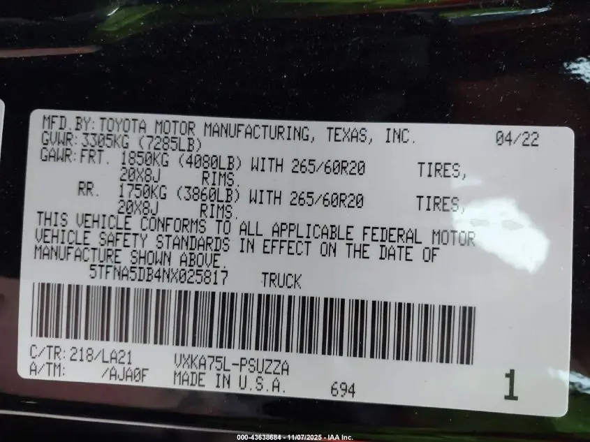 2022 TOYOTA TUNDRA PLATINUM