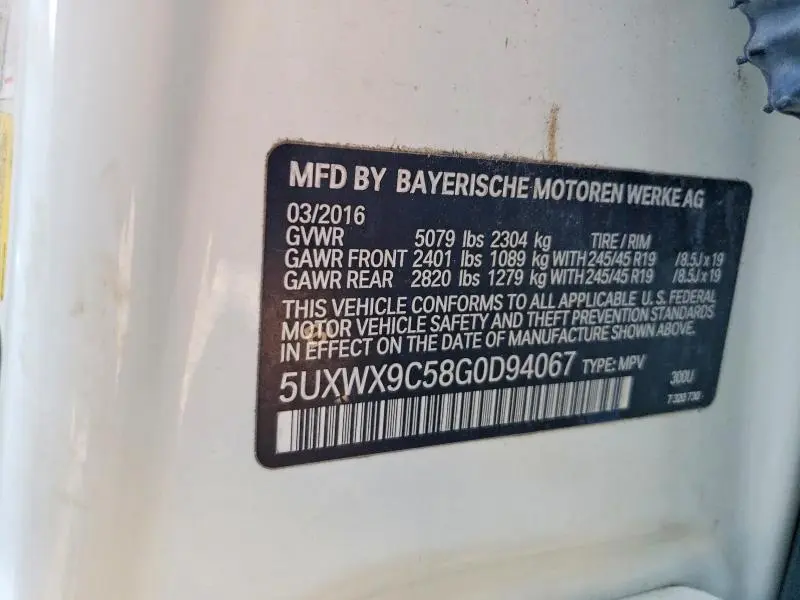 2016 BMW X3 XDRIVE28I  