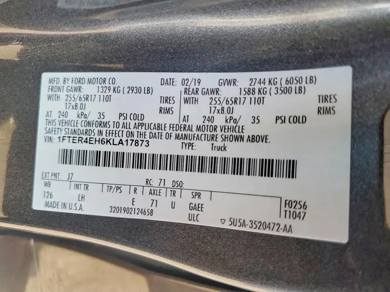 2019 FORD RANGER XL  