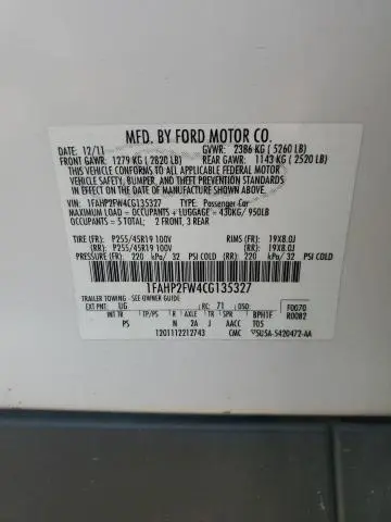 2012 FORD TAURUS LIMITED  