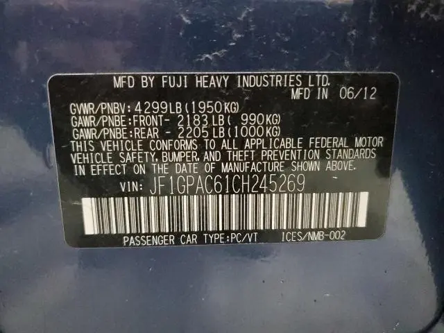 2012 SUBARU IMPREZA PREMIUM  