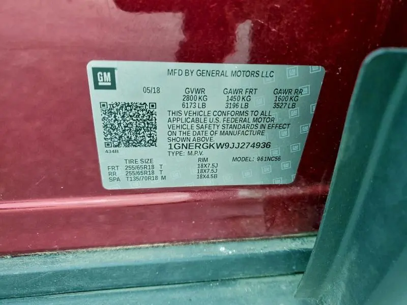 2018 CHEVROLET TRAVERSE LT  