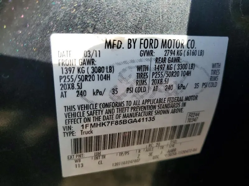 2011 FORD EXPLORER LIMITED  