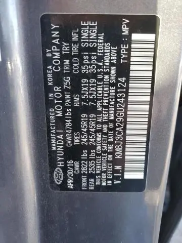 2016 HYUNDAI TUCSON LIMITED  