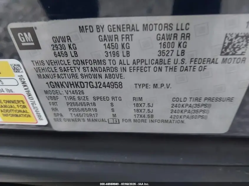 2016 CHEVROLET TRAVERSE 2LT