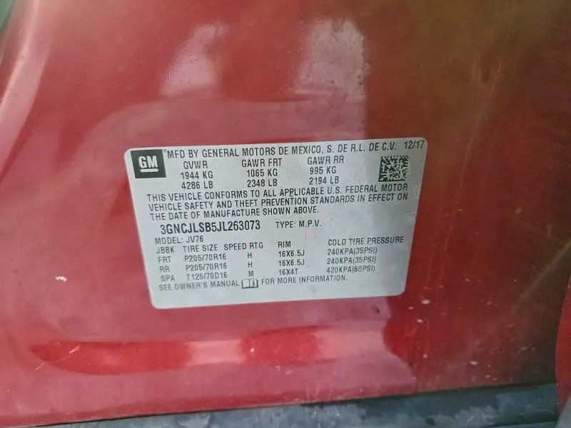 2018 CHEVROLET TRAX 1LT  