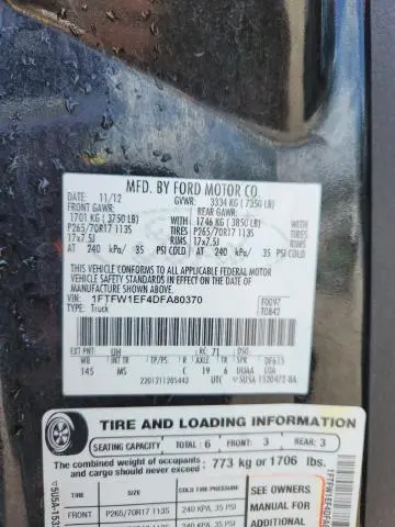 2013 FORD F150 SUPERCREW  