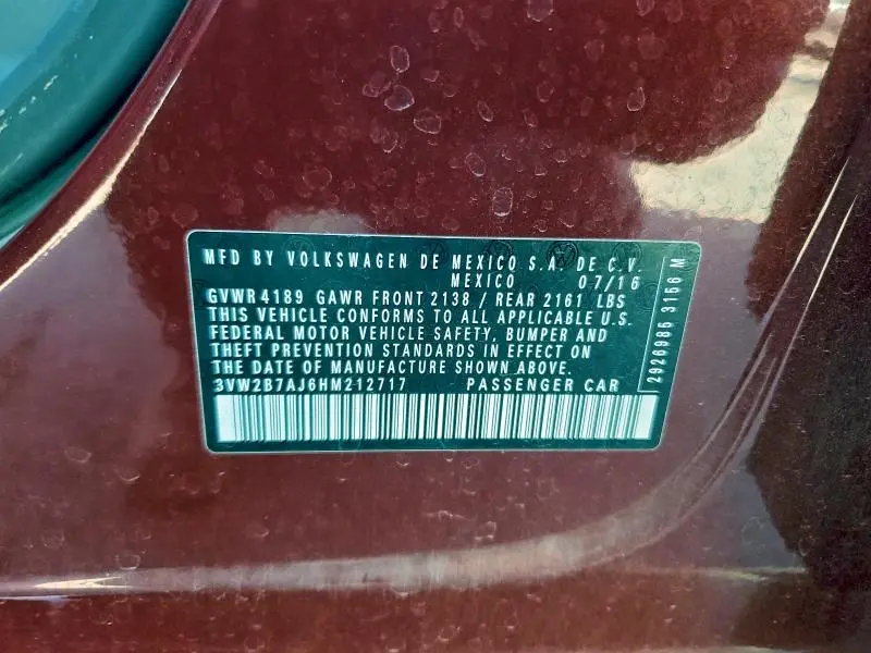 2017 VOLKSWAGEN JETTA S  