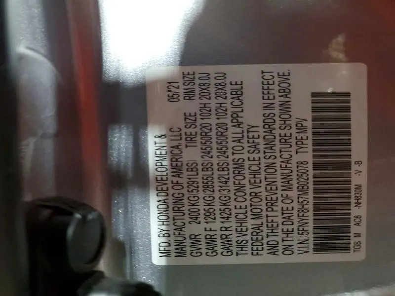 2021 HONDA PASSPORT EXL  
