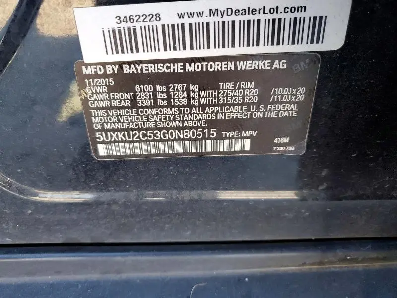 2016 BMW X6 XDRIVE35I  