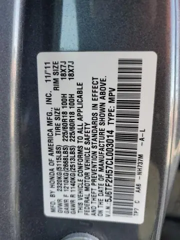 2012 HONDA CROSSTOUR EXL  