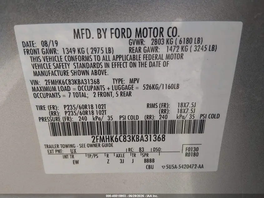 2019 FORD FLEX SEL
