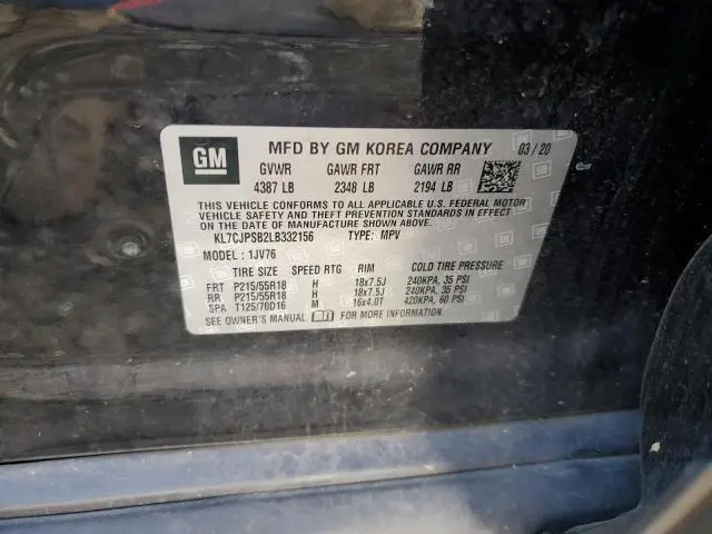 2020 CHEVROLET TRAX 1LT  