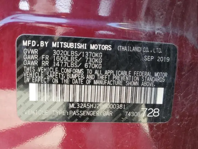 2020 MITSUBISHI MIRAGE LE  
