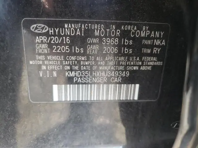 2017 HYUNDAI ELANTRA GT   