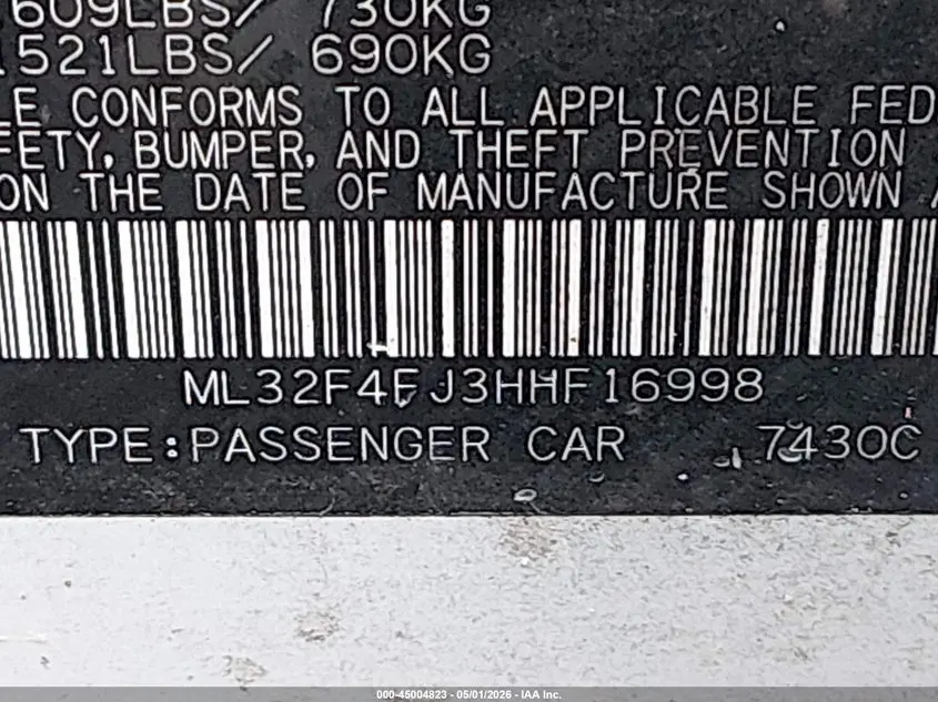 2017 MITSUBISHI MIRAGE G4 SE