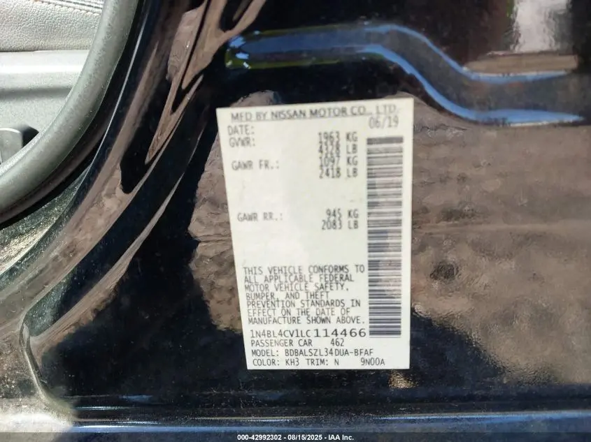 2020 NISSAN ALTIMA SR FWD