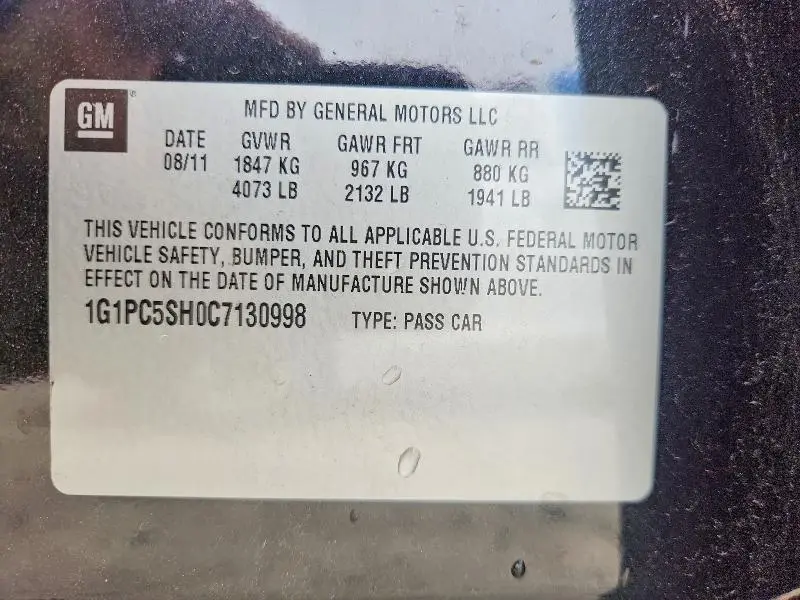 2012 CHEVROLET CRUZE LS  
