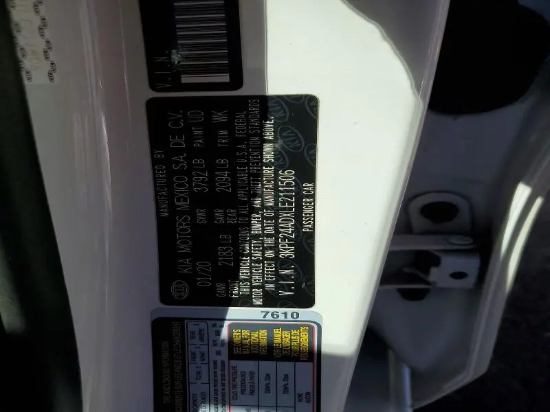 2020 KIA FORTE LXS  