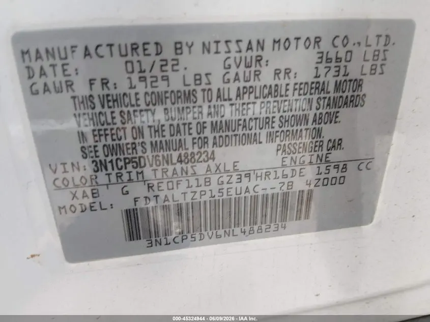2022 NISSAN KICKS SR XTRONIC CVT
