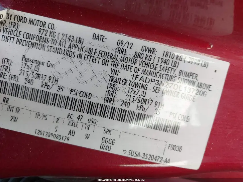 2013 FORD FOCUS TITANIUM