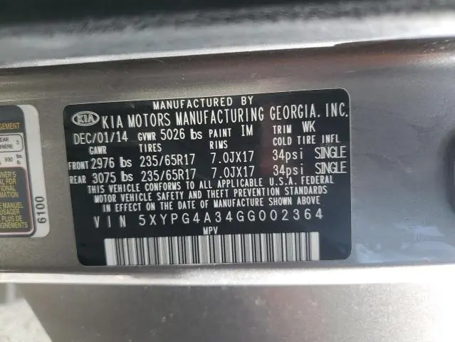2016 KIA SORENTO LX  