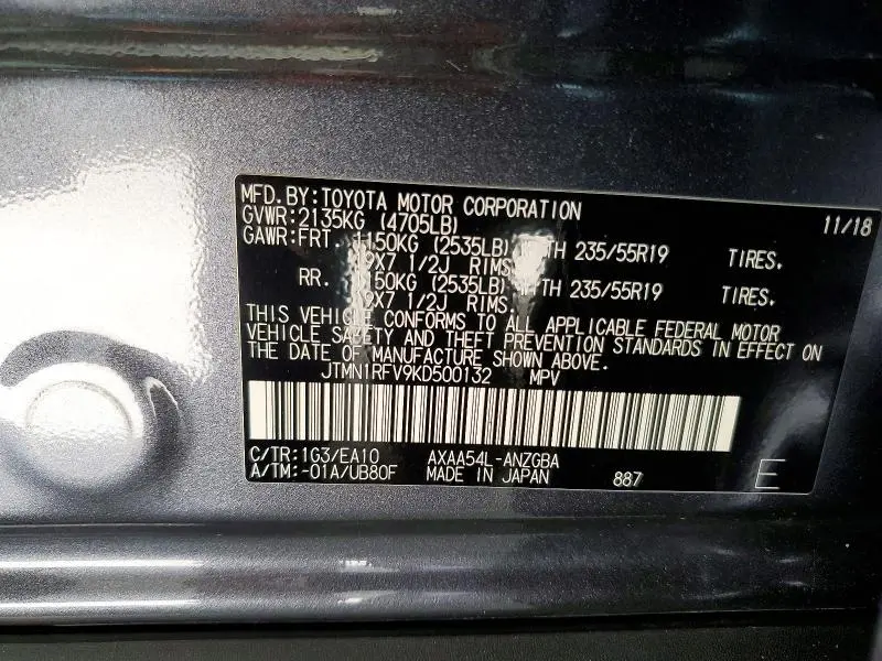 2019 TOYOTA RAV4 LIMITED  