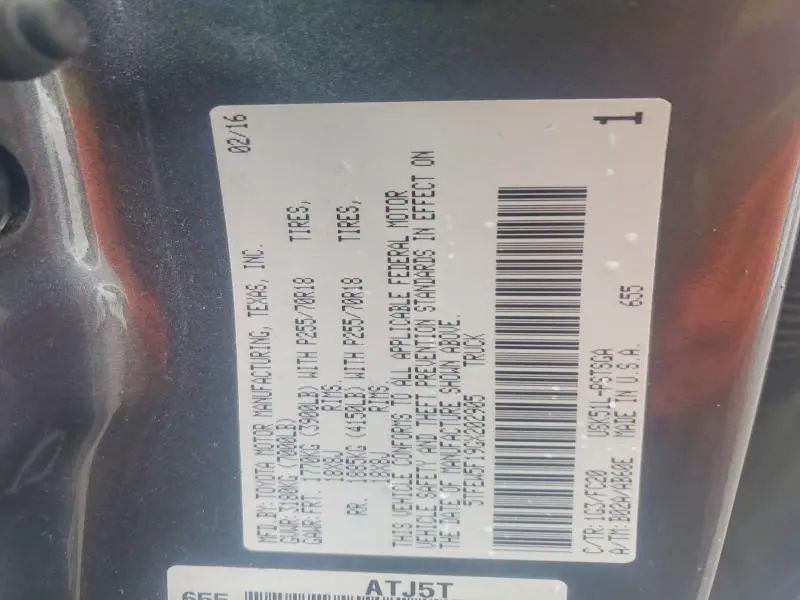 2016 TOYOTA TUNDRA SR5  