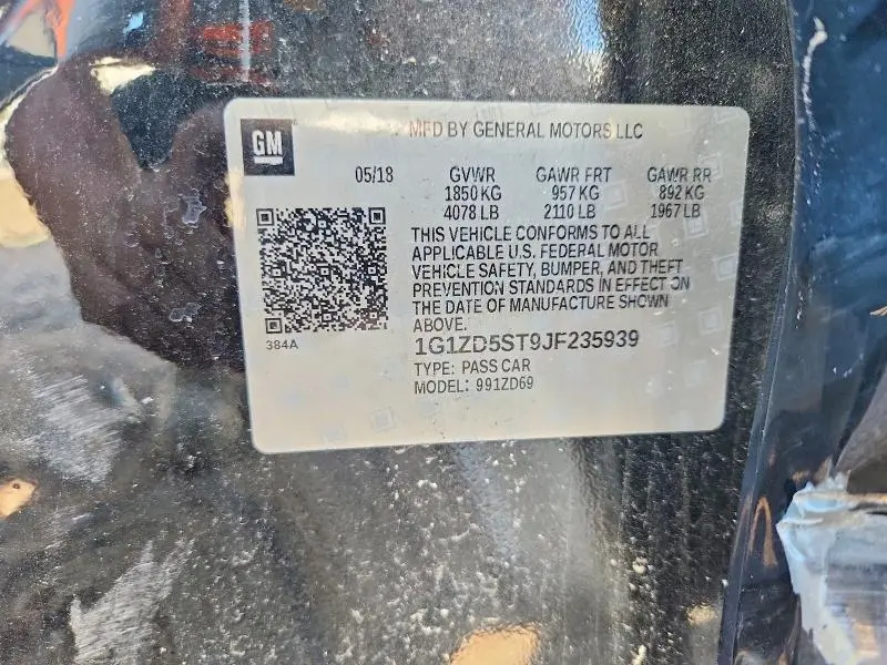 2018 CHEVROLET MALIBU LT  