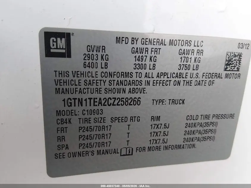 2012 GMC SIERRA 1500 WORK TRUCK