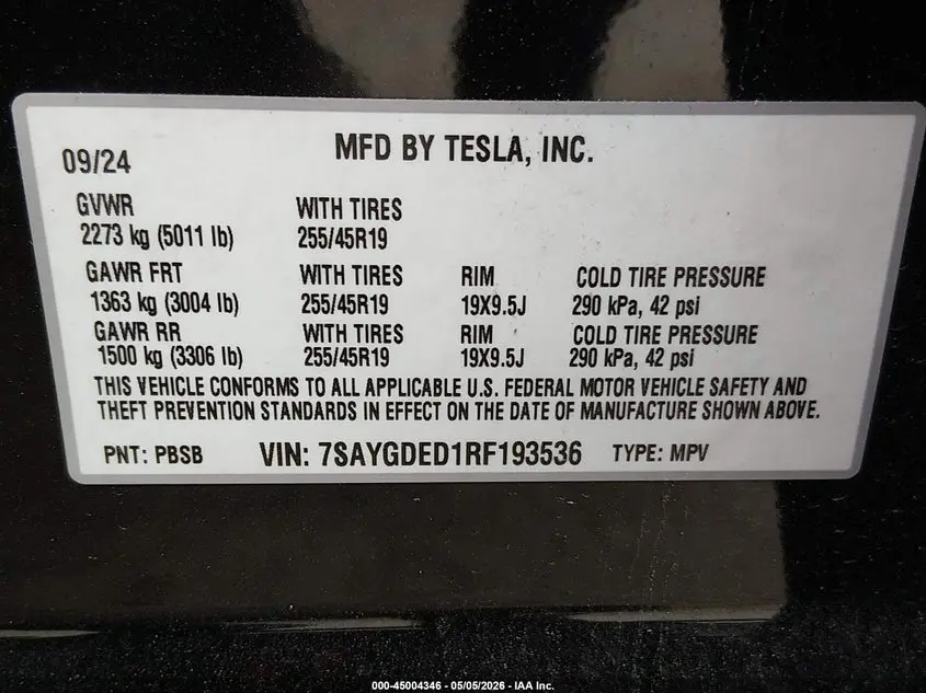 2024 TESLA MODEL Y LONG RANGE SINGLE MOTOR REAR-WHEEL DRIVE/RWD