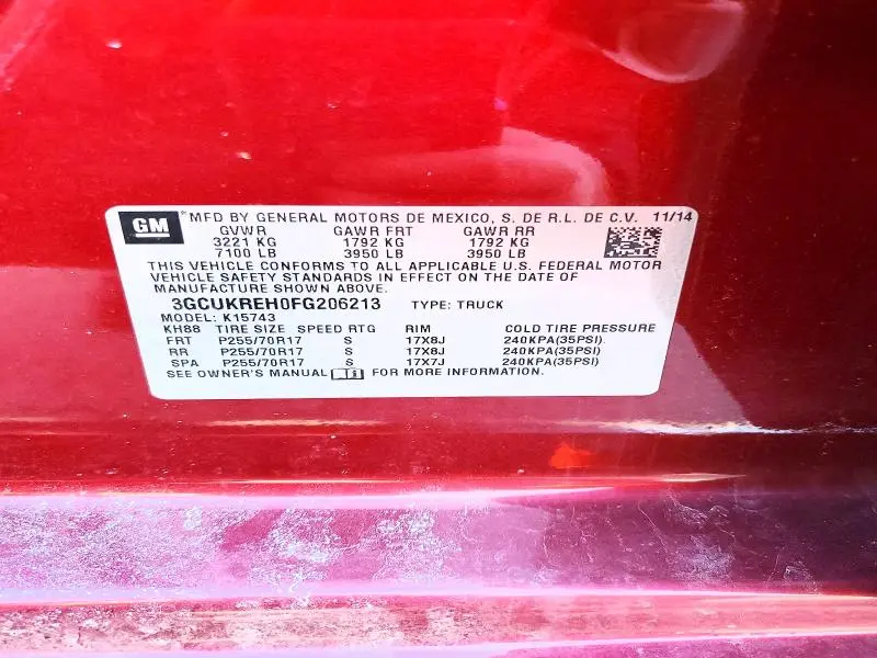 2015 CHEVROLET SILVERADO K1500 LT  