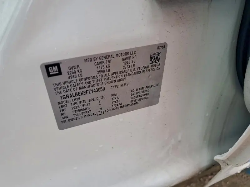 2015 CHEVROLET EQUINOX LT  