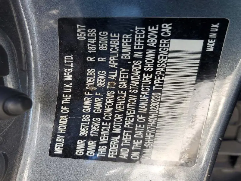 2017 HONDA CIVIC SPORT  