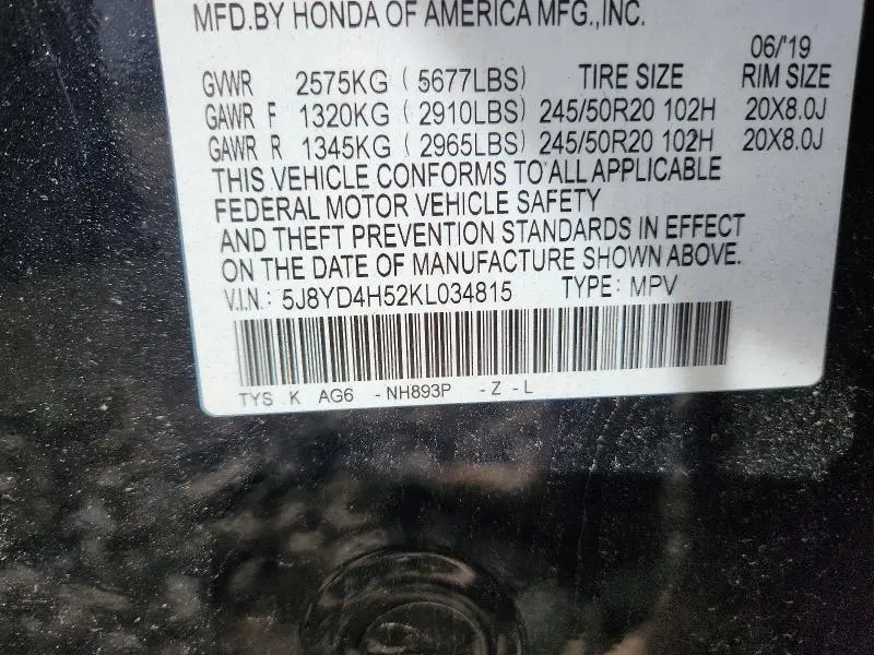 2019 ACURA MDX TECHNOLOGY  