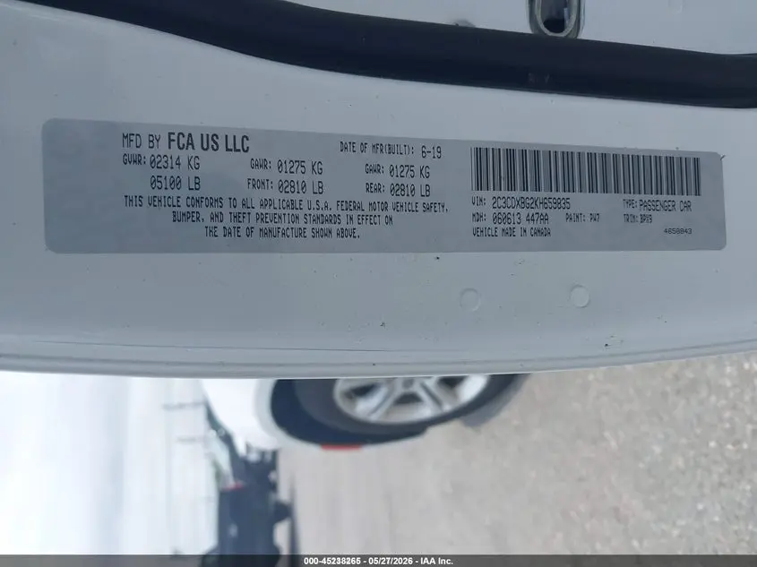 2019 DODGE CHARGER SXT RWD